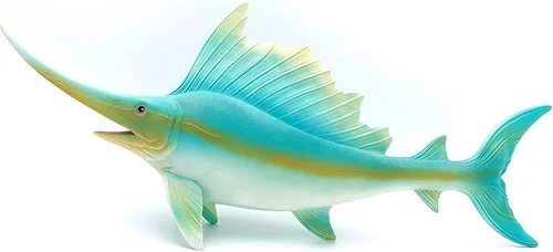 Miniatura 7 de Gemini&Genius Figura de acción de pez vela de animales marinos, juguete de baño de goma suave, pez espada realista del océano, juguetes educativos