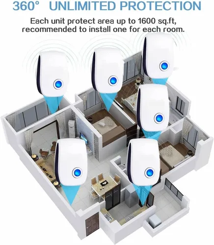 Miniatura 5 de Control ultrasónico de plagas en interiores, repelente de plagas para roedores, mosquitos, hormigas, cucarachas, ratones, pulgas, escarabajos