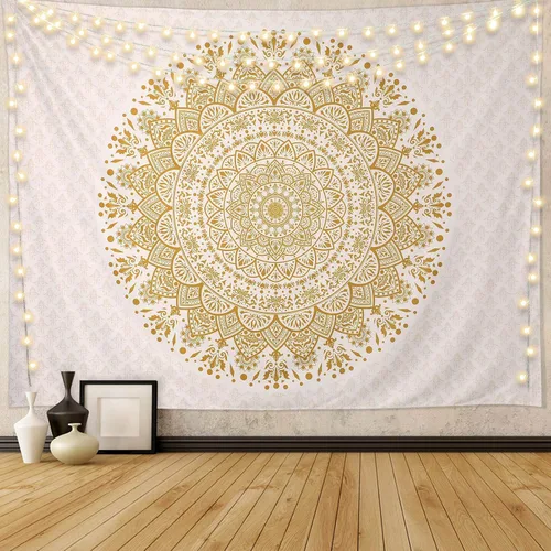 Miniatura 12 de Tapiz de mandala negro para colgar en la pared, tapiz psicodélico de pared, estético, indio, hippie, decoración bohemia para el hogar, dormitorio