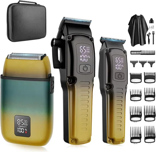 Miniatura 11 de Zesuti Juego de cortapelos de peluquero inalámbrico para hombres, kit profesional de corte de pelo y recortadora de hoja en T sin espacio y Negro 949