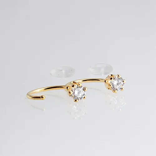 Miniatura 11 de Half Huggie Birthstone Gold Hoop Earrings for Women Tiny Cartilage Stud Piercing Earring Hypoallergenic Earring Screw Back Dainty Hug