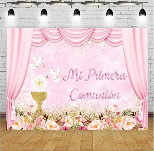 Fondos de fotografía de niña bautizo Mi Primera Comunión Bautismo brillante Cáliz Cortinas de fondo decorativas de vinilo para estudio de fotografía
