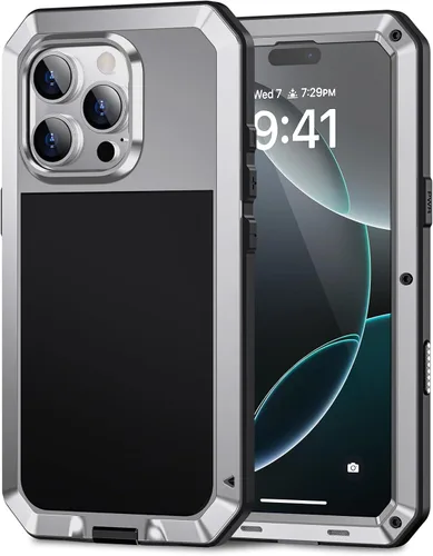 Miniatura 11 de Lanhiem Funda para iPhone 7 Plus/8 Plus, resistente a los golpes, [Tough Armour], funda de metal con protector de pantalla integrado, funda Negro