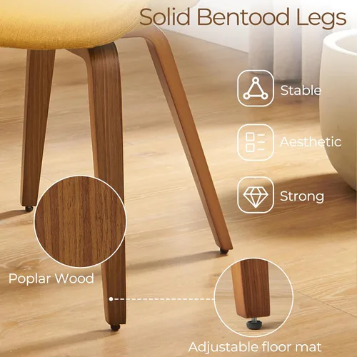 Miniatura 4 de Art Leon Silla de oficina de mediados de siglo, silla de escritorio moderna sin ruedas, silla de escritorio de madera tapizada de tela, silla