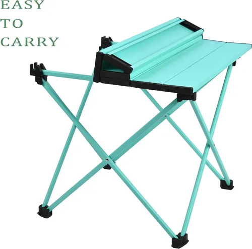 Miniatura 8 de Mesa de campamento Grope con superficie de mesa de aluminio, mesa de playa plegable fácil de transportar, perfecta para exteriores, picnic, Azul