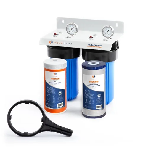 Miniatura 18 de Aquaboon Sistema de filtro de agua de 2 etapas para toda la casa con 5 micrones, 10 x 4.5, antiincrustación, purificación de agua de sedimentos