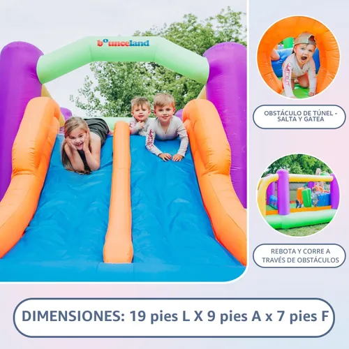 Miniatura 6 de Bounceland Pro Racer - Casa de rebote de obstáculos con toboganes dobles, rebote, subida, tobogán todo en uno, soplador UL 1 HP incluido, 19 pies x