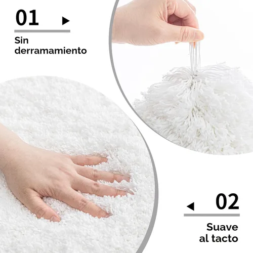 Miniatura 5 de Disolla Alfombras pequeñas para baño 17x24 antideslizante, alfombra de baño blanca esponjosa para el suelo del baño, lavable a máquina, alfombra