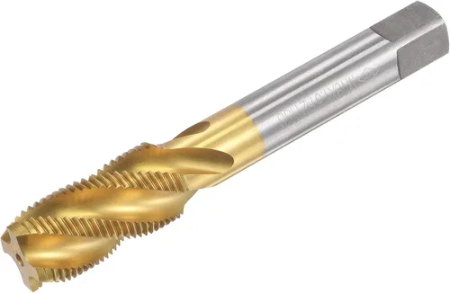 Miniatura 11 de uxcell Grifo de roscado de flauta en espiral M12 x 1.25, métrico HSS (acero de alta velocidad) chapado en titanio, roscado de rosca de máquina, 4