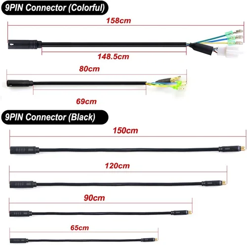 Miniatura 3 de Greenergia Cable de extensión impermeable 9Pin para kit de conversión de motor de cubo trasero BAFANG (80CM)