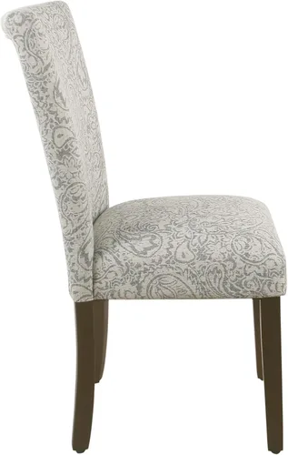 Miniatura 197 de Homepop Silla de comedor con detalles festoneados, sillas de comedor Parsons tapizadas, muebles decorativos para el hogar, tejido gris claro