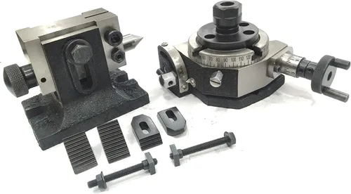 Mesa de indexación de fresado rotativo basculante de 3" (80 mm), kit de abrazadera M6 con adaptador de pinza ER y contrapunto adecuado –