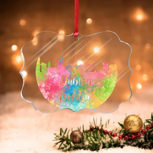Miniatura 12 de Alemania Frankfurt Skyline Adorno de Navidad 2022 Alemania Frankfurt, arte de acuarela, adornos de Navidad para niños, colorido paisaje de ciudad