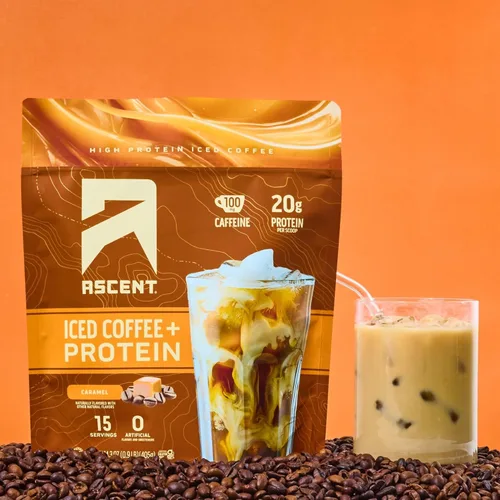 Miniatura 5 de Ascent Proteína en polvo de café con caramelo helado - Proteína de alto contenido, 20 g de proteína y 100 mg de cafeína de café colombiano premium