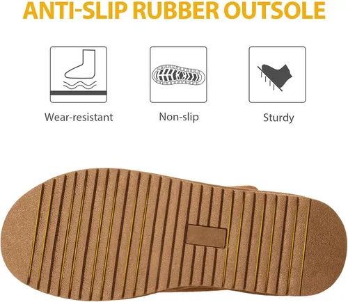 Miniatura 4 de CAMEL CROWN Botas de invierno a media pantorrilla de 12 pulgadas de alto para mujer, botas de nieve de piel sintética con 3 botones, botines de moda