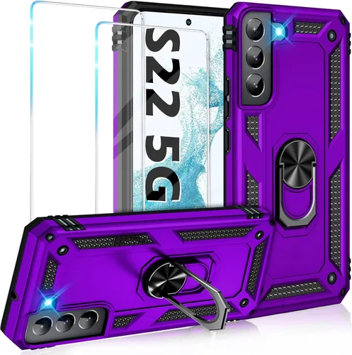Miniatura 18 de Vaki Funda para Samsung Galaxy S22 5G con protector de pantalla integrado de grado militar, cubierta dura y resistente, funda resistente para Galaxy