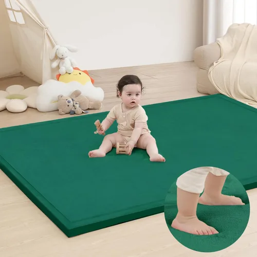 Miniatura 60 de Huloo Sleep Alfombra de juego para bebé para piso, 47 x 47 pulgadas (beige)