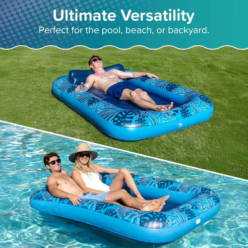 Miniatura 3 de Aqua Inflatable Tanning Pool Lounger, Premium Pool Float with Cupholders and Removeable Pillow for Relaxation and Fun
