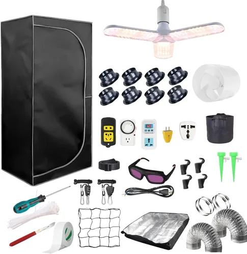 Miniatura 11 de Kit completo de tienda de cultivo Mylar 2x2 Kit de tienda de cultivo 24"x24"x55" Habitación de cultivo de plantas de interior LED Luz de crecimiento