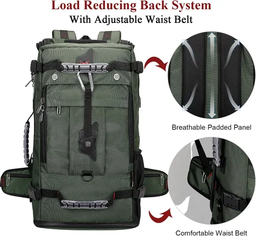 Miniatura 7 de WITZMAN Mochila de viaje para hombre, bolsa de equipaje grande de lona para portátil de 17 pulgadas, bolsas de mano para avión (B681 verde militar)