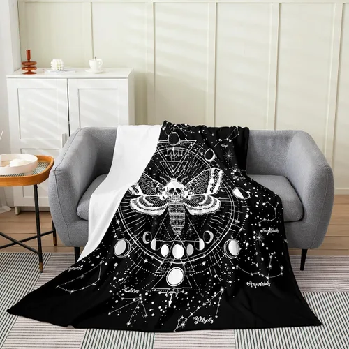 Miniatura 28 de Erosebridal Manta de hojas para niños, niñas y hombres, manta de forro polar colorida, manta de cama de hojas de mandala bohemio, 30 x 40 pulgadas