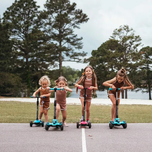 Miniatura 4 de 6KU - Patinete para niños de 3 a 10 años con ruedas flash, scooter infantil de 4 alturas ajustables, ruedas LED de poliuretano extra anchas, scooter