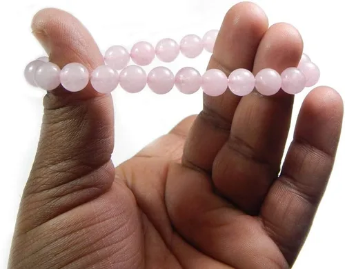 Miniatura 3 de Pulsera de piedras preciosas rosas naturales de 0.315 in con cuentas curativas elásticas para corazón y amor, Gema, Cuarzo