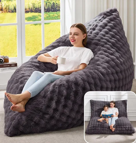 Miniatura 17 de Hobestluk Silla Puf 3 en 1, Sillas Puf Gigantes para Adultos con Cubierta de Burbujas, Cojín de Suelo Convertible con Cubierta Lavable a Máquina