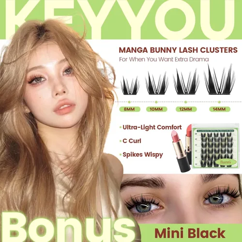 Miniatura 5 de KEYYOU Brown Velure - Kit de racimos de pestañas de terciopelo – Natural Wispy C Curl Manga 0.315-0.630 in, kit de extensión de pestañas incluye