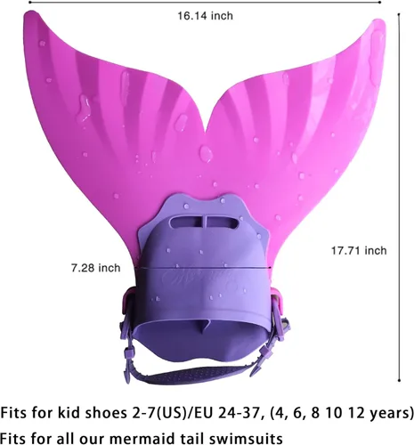 Miniatura 2 de GALLDEALS Monoaleta de sirena, aleta de natación para niños, niñas, niños, aleta de sirena para entrenamiento de natación