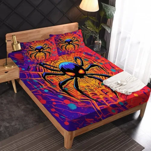 Miniatura 2 de Juego de sábanas tamaño individual: sábanas de araña, sábanas y fundas de almohada de telaraña, microfibra suave, bolsillo profundo y sin arrugas