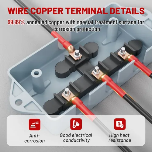Miniatura 6 de RED WOLF Terminales de anillo de alambre de cobre calibre 1/0 x 3/8 pulgadas, 5/16 pulgadas, 12 piezas de terminales de cable de batería con tubo