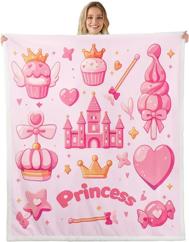 Miniatura 13 de Princess Flannel Blanket All Seasons,Rainbow Cloud Stars Butterfly Bed Blanket for Kawaii Home Decor,Dreamy Fairy Tale Castle Blanket for Kids Girls