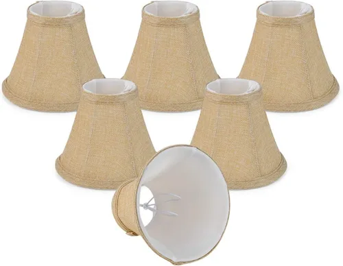 Miniatura 10 de Wellmet Pantallas de Araña, SOLO PARA BOMBILLAS DE CANDELABRO, Pantallas de Lámpara con Ajuste de Clip, 3" X 6" X 5", Juego de 6 Piezas Blanco crema