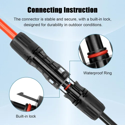 Miniatura 4 de Cable de Extensión Solar de 8 AWG 3 Pies Negro + 3 Pies Rojo, Cable de Panel Solar de Calibre 8 Macho a Hembra Alambre de Cobre Estañado para Panel