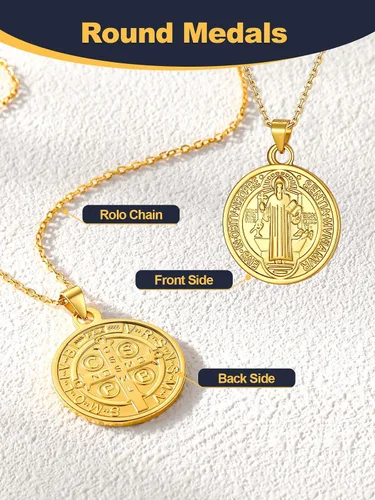 Miniatura 287 de U7 Saint Benedict/Michael Medal Necklace, 316L Stainless Steel Virgin Mary Necklace for Men Women, Bible Verse Protection Necklace Catholic