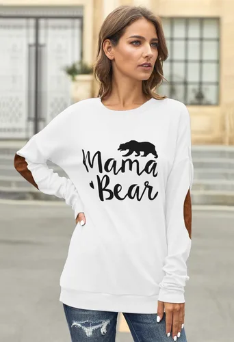Miniatura 4 de Pink Queen - Blusa suelta de mujer con cuello redondo, camiseta de manga murciélago con parches