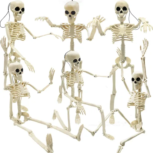 Miniatura 10 de CAMIRUS Paquete de 5 decoraciones de esqueleto de Halloween, mini esqueletos de cuerpo completo de 16 pulgadas con articulaciones articulables