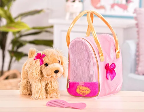 Miniatura 3 de Pucci Pups – Cachorro de peluche – Bolsa de transporte – Golden Dot Glam Bag & Cocker Spaniel – Peine y bolso – Animal de peluche – Más de 2 años