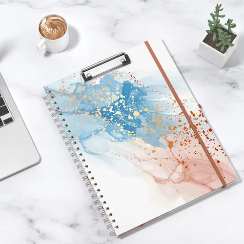 Miniatura 8 de Rimilak Spiral Clipboard Folio with Refillable Lined Notepad, 14.5 x 9.8 In, Hardcover Cover with 5 Interior Pockets, Elastic Band and Pen Loop