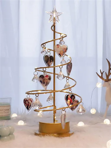 Miniatura 7 de Foto personalizada de árbol de Navidad, luces personalizadas para árbol de Navidad de 1 a 10, imagen familiar, mesa de metal, luz nocturna de árbol