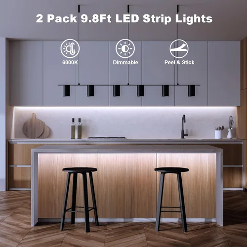 Miniatura 2 de echosari 2 piezas de tiras de luces que funcionan con pilas, 9.8 pies 90 luces LED autoadhesivas con control remoto y temporizador, tira de luz