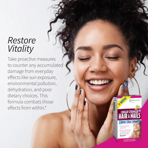 Miniatura 5 de Applied Nutrition Cabello y uñas más fuertes más largas – 60 geles suaves líquidos, paquete de 4 – con biotina, sílice y colágeno – 30 porciones