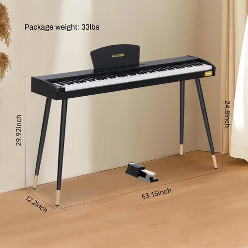 Miniatura 7 de AODSK Piano digital para principiantes, teclado de 88 teclas, piano eléctrico de tamaño completo para principiantes, con soporte de partituras