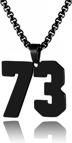 Miniatura 73 de Collar de Número Dorado para Hombre, Cadena de Acero Inoxidable con Colgante de Número para Atletas, Joyería Deportiva Personalizada para Niños