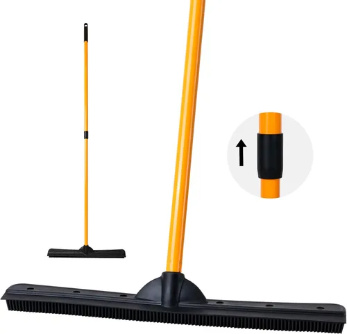 Miniatura 11 de FURemover Escoba de goma original para pelo de mascota con escoba, con mango telescópico de 58 pulgadas para alfombras, azulejos y madera dura