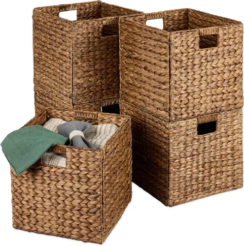 Miniatura 13 de Best Choice Products Paquete de 5 cestas de almacenamiento cúbicas de 10.5x10.5 pulgadas, organizadores multipropósito plegables de jacinto de agua
