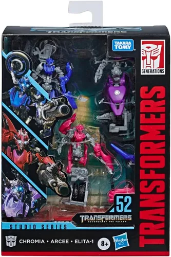 Miniatura 3 de Transformers Toys Studio Series 52, Deluxe, Revenge of The Fallen, Arcee Chromia Elita-1 Figuras de acción 3 por paquete, 4.5 pulgadas