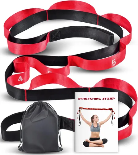 Acozycoo Correa de estiramiento con 10 bucles, correa de yoga para terapia física, entrenamiento en casa, entrenamiento de pilates y flexibilidad,