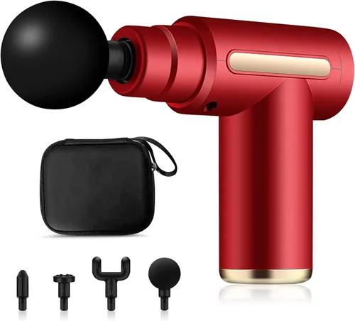 Miniatura 16 de Ergocar Potente pistola de masaje muscular tejido profundo, 6 velocidades masajeador de cuerpo eléctrico de mano con 4 cabezas súper silencioso Negro